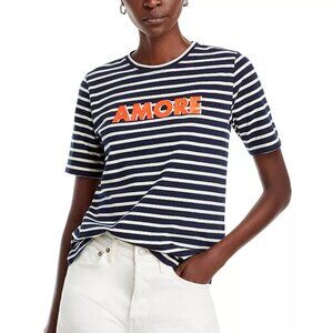 NEW KULE Navy and Cream Stripe Amore Tee Size S